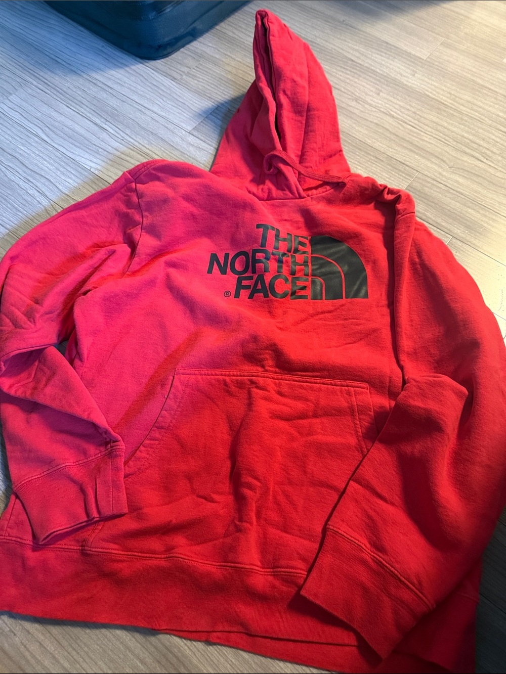 The North Face Red Pullover Hoodie with Black Logo